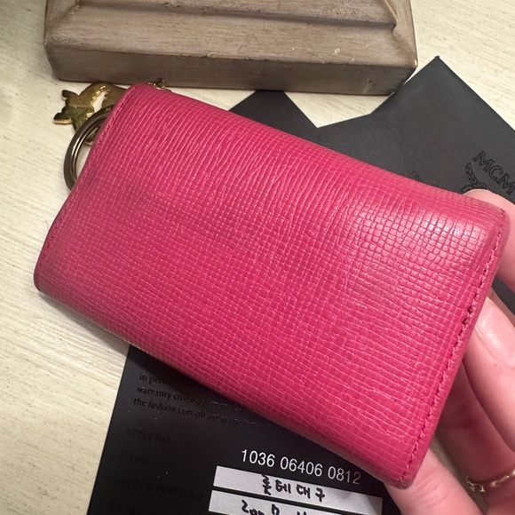 MCM Pink Leather Key Holder with Charms - Picture 15 of 16